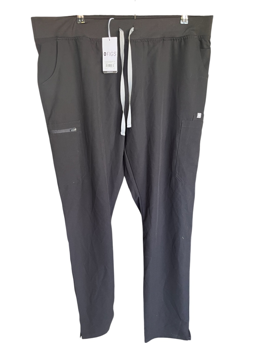 Figs NEW Women’s Yola Skinny Black Medical Scrub Pant with Gray Drawstrings 2XT